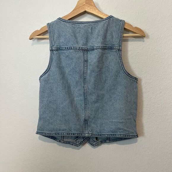 Madewell Eldamere Wash Blue Cotton-Hemp Denim Katrina Crop Vest Top Women's 6 - Picture 4 of 7